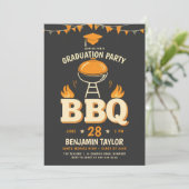 Afstuderen BBQ Party Rustiek Land Western Zwart Kaart (Staand voorkant)