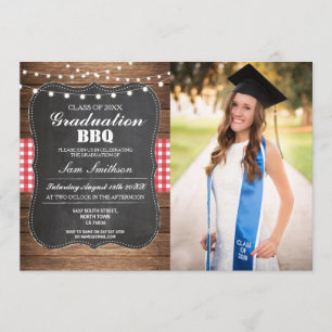 Afstuderen BBQ Rustic Chalk Wood Licht Foto Kaart