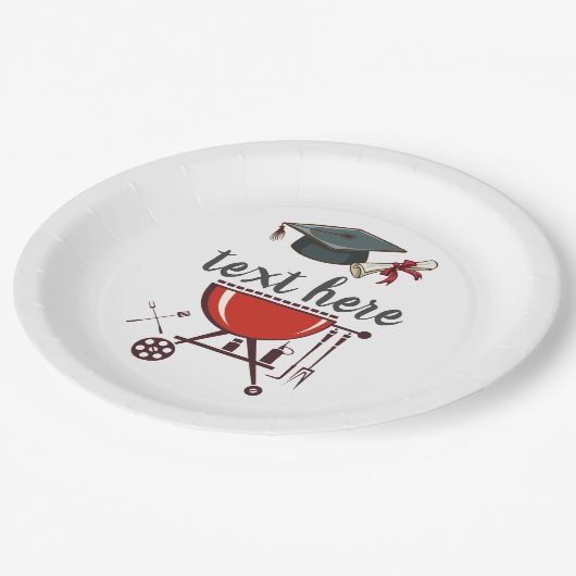 Afstuderen BBQ-uitnodiging, afstudeerder party Inv Papieren Bordje (Gekanteld)