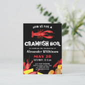 Afstuderen BBQ-uitnodiging voor Script Crawfish Bo Briefkaart (Staand voorkant)