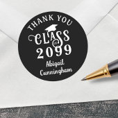 Afstuderen Bedankt Fancy Jaar Script Naam Ronde Sticker