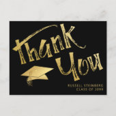 Afstuderen Bedankt Faux Gold Brushstroke Pet Briefkaart (Voorkant)