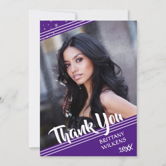 Afstuderen Bedankt | Sterren | Paars en wit Kaart (Voorkant)