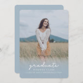 Afstuderen bekendmaking uitnodiging lichtblauw (Voorkant / Achterkant)