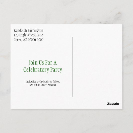 Afstuderen bespaart de datum minimalistisch groen  briefkaart (Achterkant)