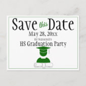 Afstuderen bespaart de datum minimalistisch groen  briefkaart (Voorkant)