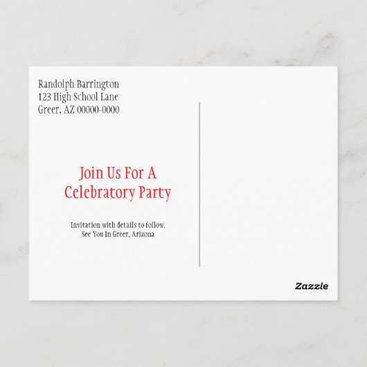 Afstuderen bespaart de datum minimalistisch rood g briefkaart (Achterkant)