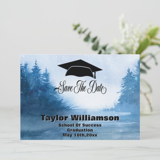 Afstuderen bespaart de datum waarop schoolbijtjes save the date (Staand voorkant)