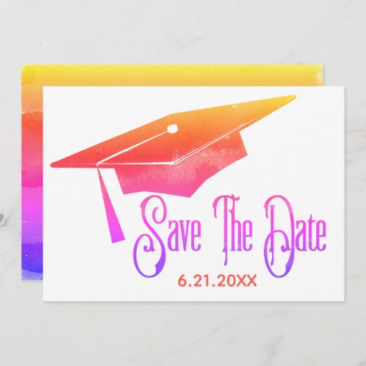 Afstuderen Bewaar de datum Eenvoudig Regenboog Afs Save The Date (Voorkant / Achterkant)