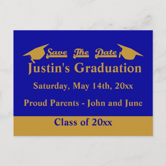 Afstuderen Bewaar de datum Kaart Gold (Voorkant)