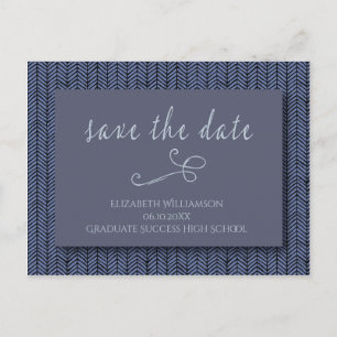 Afstuderen Bewaar de datum Modern Abstract blauw Briefkaart