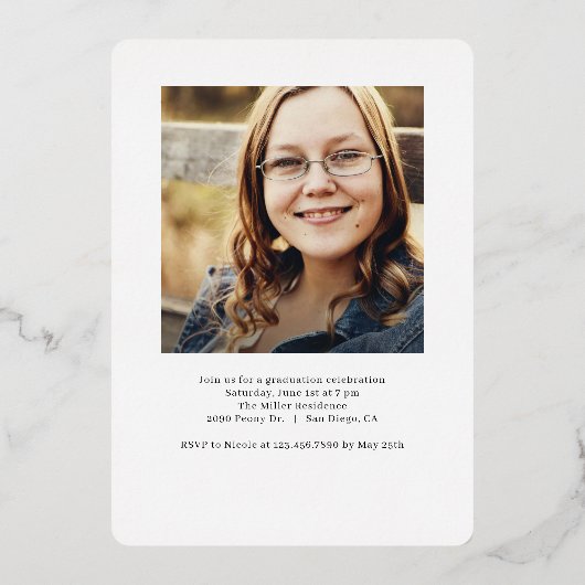 Afstuderen bewerkbare kleur bij het schrijven aan folie uitnodiging (Achterkant)