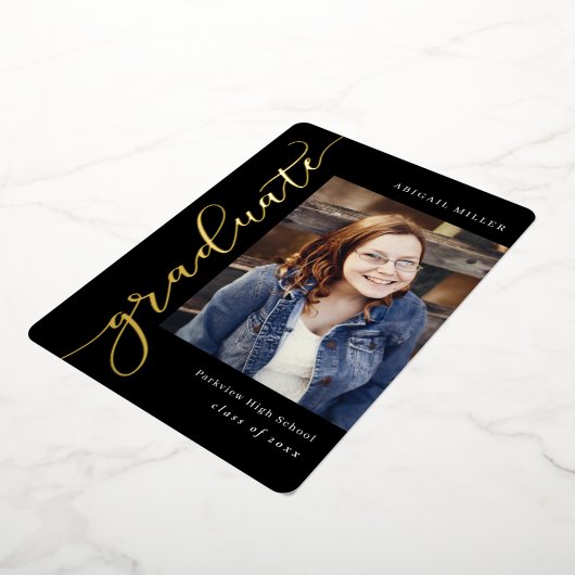 Afstuderen bewerkbare kleur bij het schrijven aan folie uitnodiging (Gedraaid)