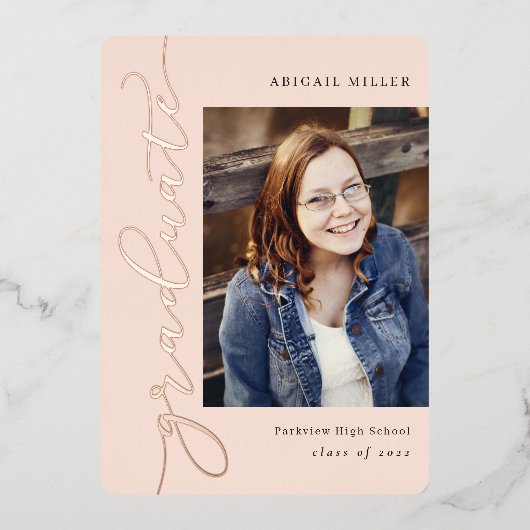 Afstuderen bewerkbare kleur Folie I Uitnodiging (Voorkant)