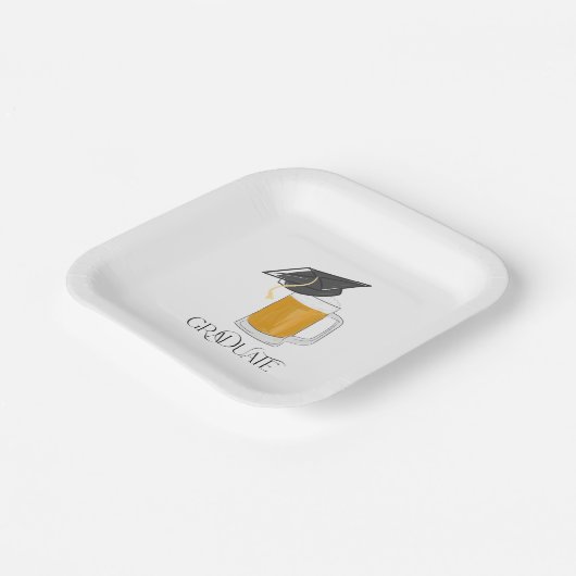 Afstuderen bierpint met afstudeerdop papieren bordje (Gebogen)