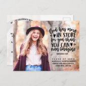 Afstuderen Bijbelvers Modern Photo Party Briefkaart (Voorkant / Achterkant)