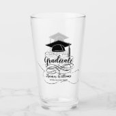 Afstuderen Black Afstudeerder Pet Monogram Naam Glas (Voorkant)