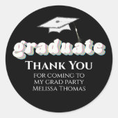 Afstuderen Black Afstuderen Typografie Simple Ronde Sticker (Voorkant)