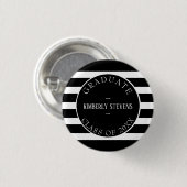 Afstuderen- Black and White Stripes Pattern Ronde Button 3,2 Cm (Voorkant /achterkant)