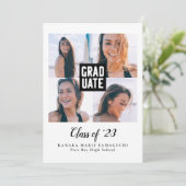 Afstuderen Black Block Multi Photo Graduparty Kaart (Staand voorkant)