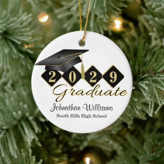 Afstuderen Black en Gold Classic Keramisch Ornament (Boom)