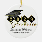 Afstuderen Black en Gold Classic Keramisch Ornament (Voorkant)