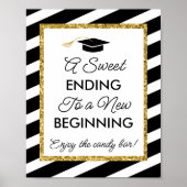 Afstuderen Black en Gold Glitter Snoep Bar Poster (Voorkant)