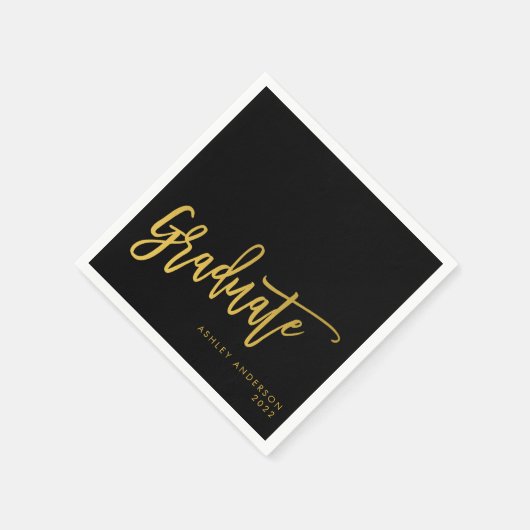 Afstuderen Black Gold Calligraphy Script Party Servet (Hoek)