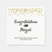 Afstuderen Black Gold Confetti Penseelscript Servet (Voorkant)