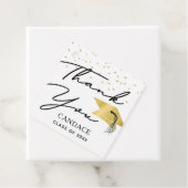 Afstuderen Black Gold Script Confetti Hartelijk da Bedankjes Labels (In situ)