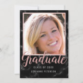 Afstuderen Black Marble Roos Script-foto Aankondiging (Voorkant)