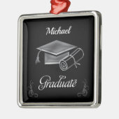 Afstuderen Black & Silver, Pet & diploma Metalen Ornament (Links)