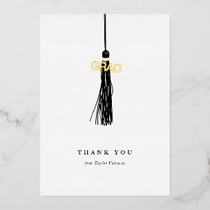 Afstuderen Black Tassel Hartelijk dank voor Gold Folie Feestdagenkaart