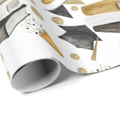 Afstuderen Black White en Gold Wrapping Paper Cadeaupapier (Rol Hoek)