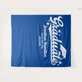 Afstuderen Blauw Afstuderen Party Achtergrond Wandkleed (Voorkant (horizontaal))