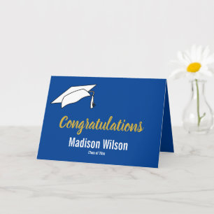 Afstuderen Blauw en wit gefeliciteerd Kaart