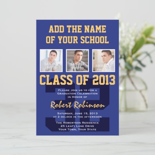 Afstuderen Blauw goud voor atleet Kaart (Staand voorkant)