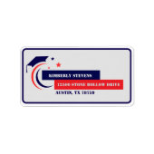 Afstuderen blauw rood wit Afstuderen Etiket (Voorkant)