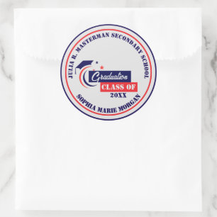 Afstuderen blauw rood wit Afstuderen Ronde Sticker