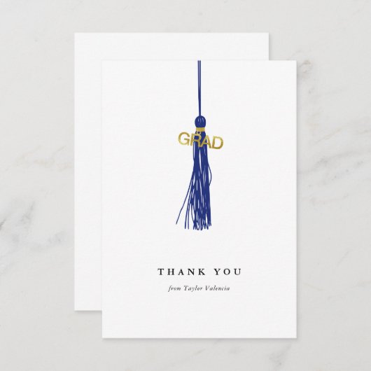 Afstuderen Blauw Tassel Aangepast Bedankkaart (Voorkant / Achterkant)