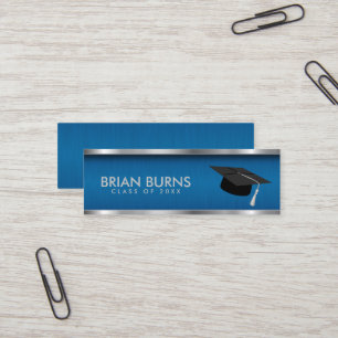 Afstuderen - blauwe insteekkaart mini visitekaartje