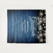 Afstuderen Blauwe Rustige Wood String Lights Wandkleed (Voorkant (horizontaal))