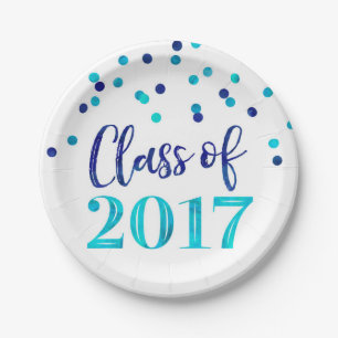Afstuderen blauwe Waterverf Confetti 2017 Papieren Bordje