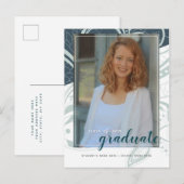 Afstuderen Blauwgroen Grijs Briefkaart (Voorkant / Achterkant)