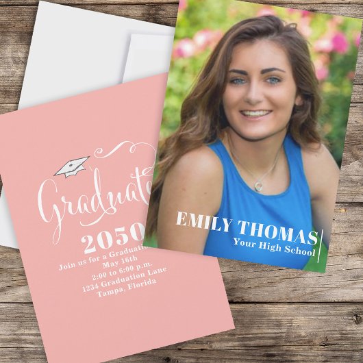 Afstuderen blinde foto van Elegant Calligrafie Kaart