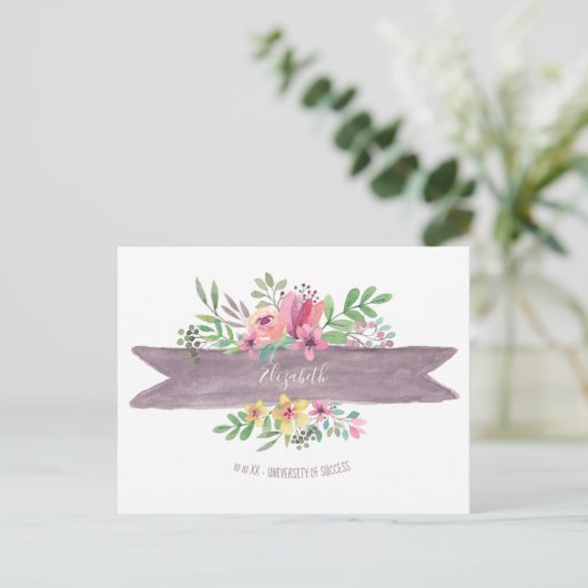 Afstuderen bloem sparen de Datum Briefkaart (Staand voorkant)