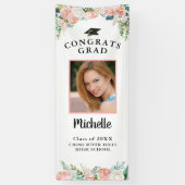 Afstuderen Bloemen Roze Rose Goud Script Fotodeur Spandoek (Verticaal)