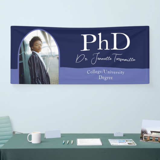 Afstuderen Blue Arch Script Foto PhD Afstuderen Spandoek (Beurs)