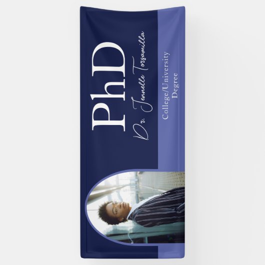 Afstuderen Blue Arch Script Foto PhD Afstuderen Spandoek (Verticaal)