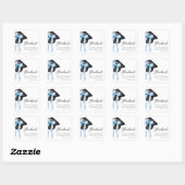 Afstuderen Blue Bow Coquette Graduation Cap Vierkante Sticker (Vel)